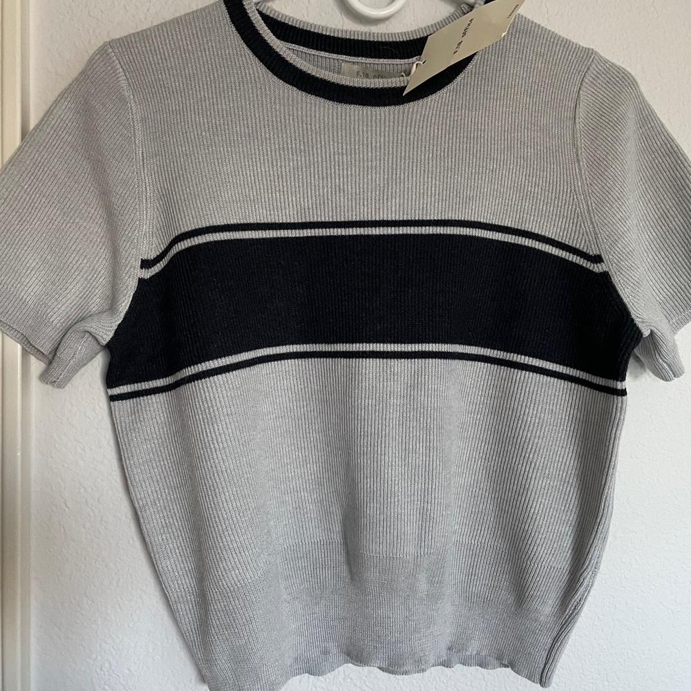 Gray and Black Striped Sweater